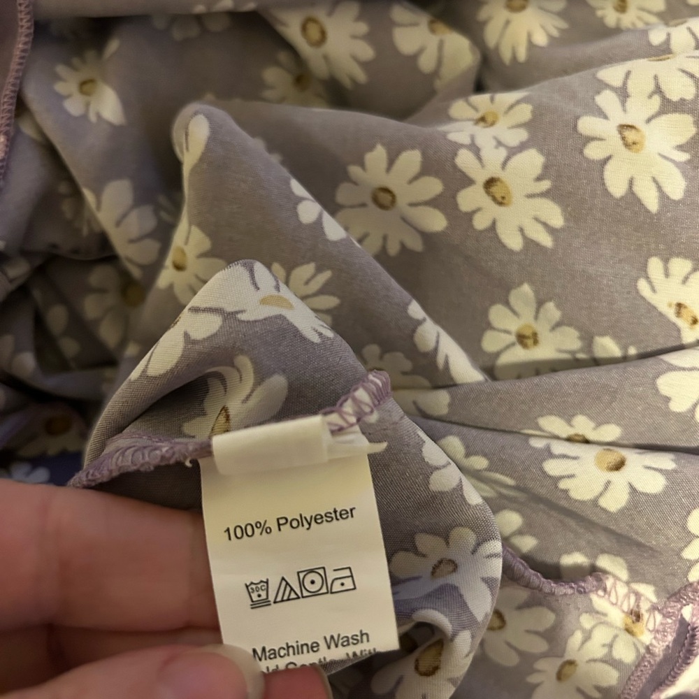 Purple & White Daisy Floral Babydoll Top Plus 4X GUC Short Sleeve Stretch - Picture 5 of 7